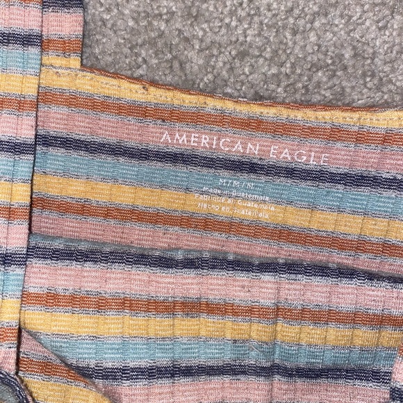 American Eagle Stripped Square Neck Cropped Multicolour Top | Size: M - Picture 4 of 4